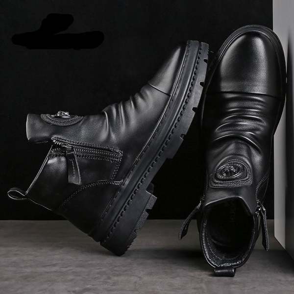 Italian Hand-embossed Zipper Martin Boots