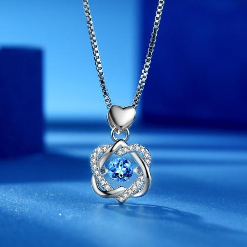 50% OFFBEATING HEART BLUE CRYSTAL NECKLACEBUY MORE SAVE MORE