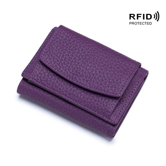 2023 New Genuine Leather RFID Blocking Card Holder Organizer Pocket Mini Wallet