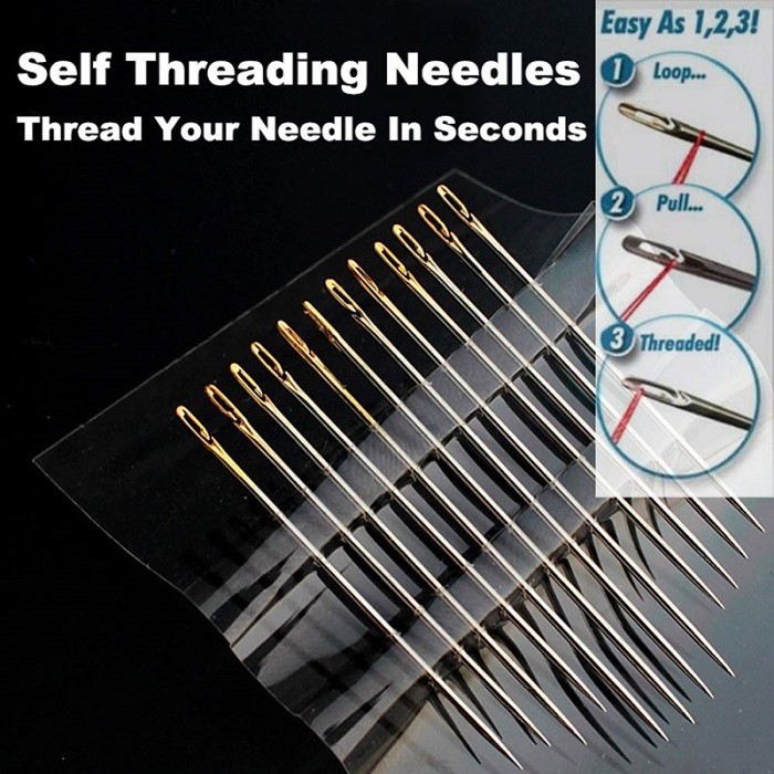 Self-threading Needles Set (12 Pcs Needles + Rosewood Storage Tube)