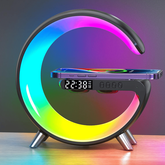 Multifunctional Bluetooth Speaker-Colorful Atmosphere Light Wireless Charging and Clock All-in-one Machine
