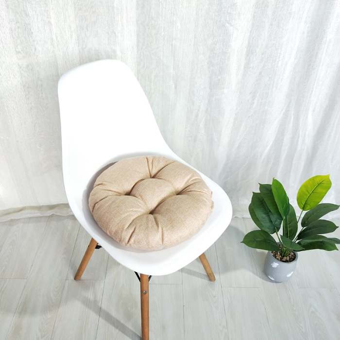 Hot Sale-Round solid color imitation linen cushion pad