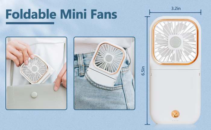 Folding Neck Small Fan Mute Handheld Portable Rechargeable Mini USB Fan