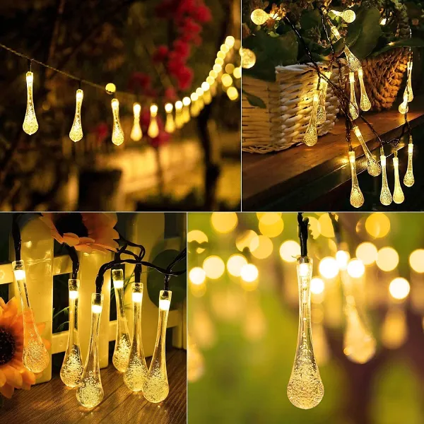 2022 New Upgrade Solar 3D Water Drop String Lights