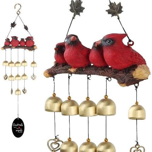 Christmas Sale [50% OFF] Cardinal Wind Chime Wood Carving Handmade