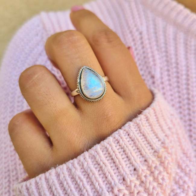 Handmade vintage boho moonstone ring - Buy 2 Free Shipping