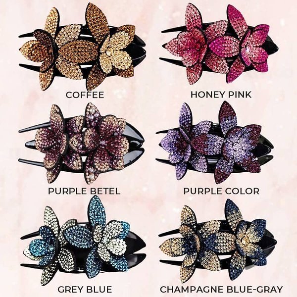 (Last Day Flash Sale-50% OFF) Rhinestone Double Flower Hair Clip -