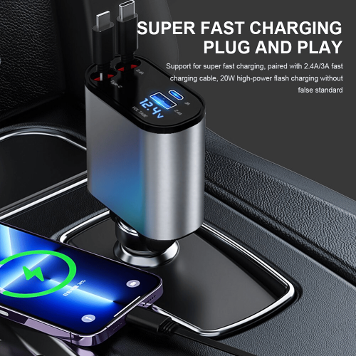 (HOT SALE NOW 49% OFF) - Fast Charge Retractable Car Charger(Fits all vehicles and all phones)