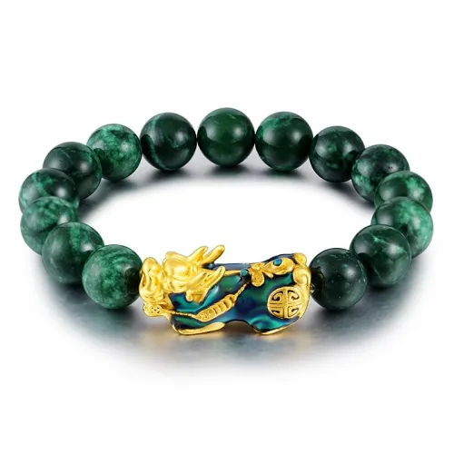 Feng Shui Color-changing pixiu green agate bracelet jade bracelet