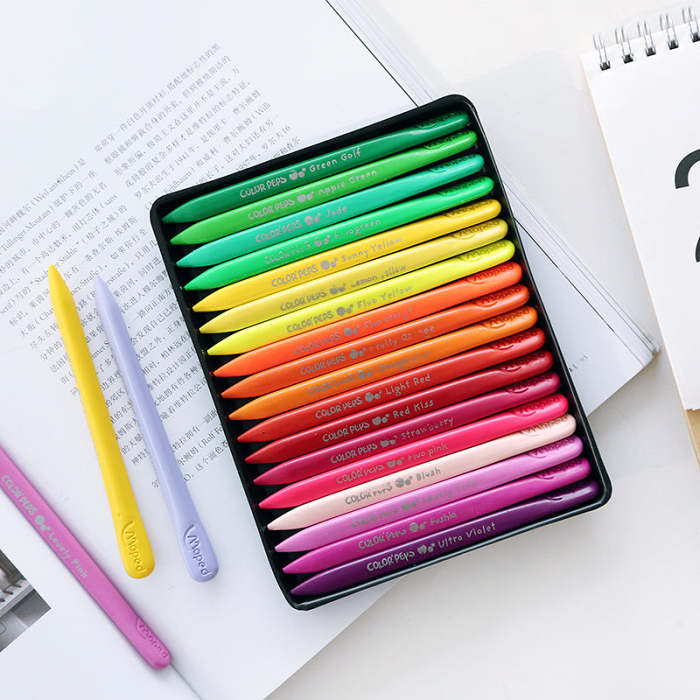 24 color plastic crayons
