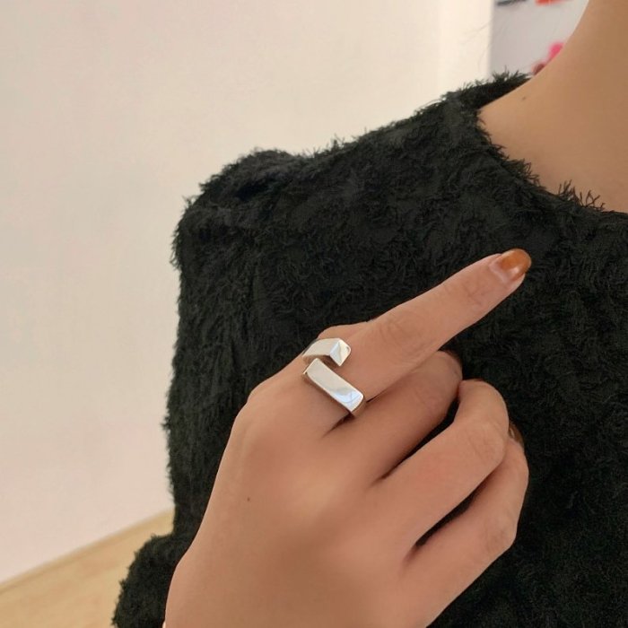 Aria Geometric Silver Statement Ring