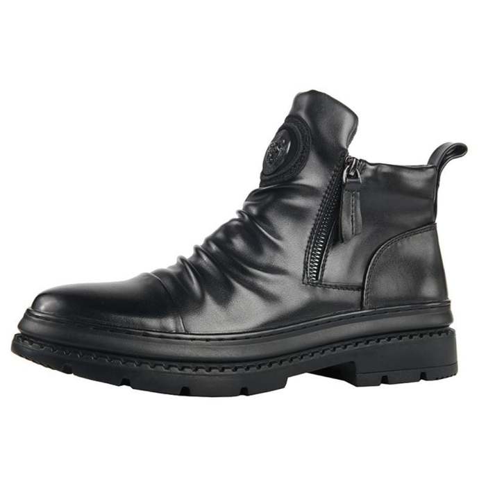 Italian Hand-embossed Zipper Martin Boots