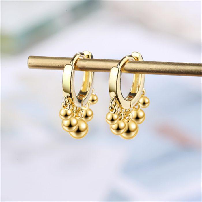 925 sterling silver round bead earrings