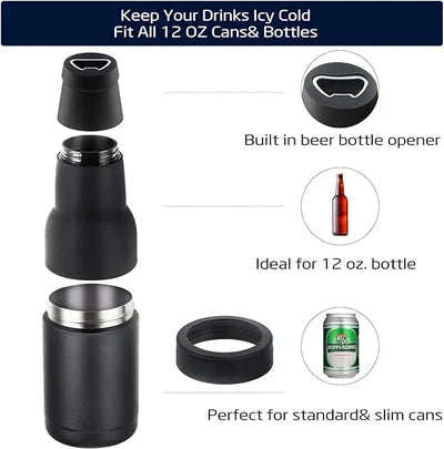 Beer Bottle And Can Cooler With Beer Opener