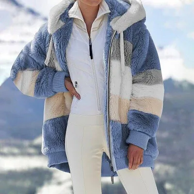 Contrasting Plush Padded Coat