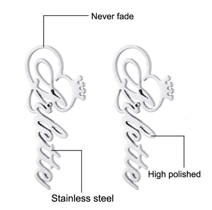 Stainless Steel Letter Earrings Monogram Eearrings