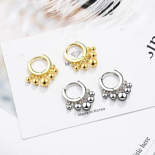 925 sterling silver round bead earrings