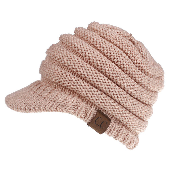 Warm Knitted High Bun Ponytail Visor Beanie