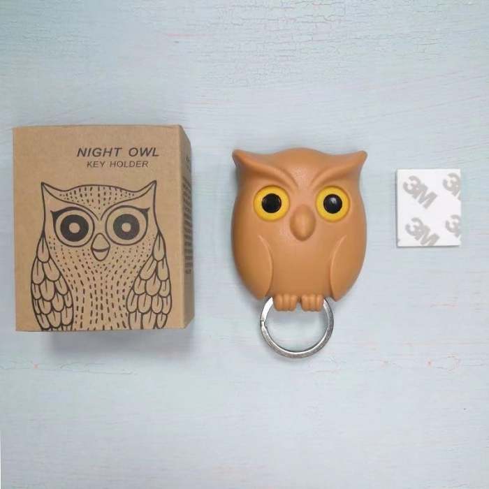 Creative winking owl punch-free key hook