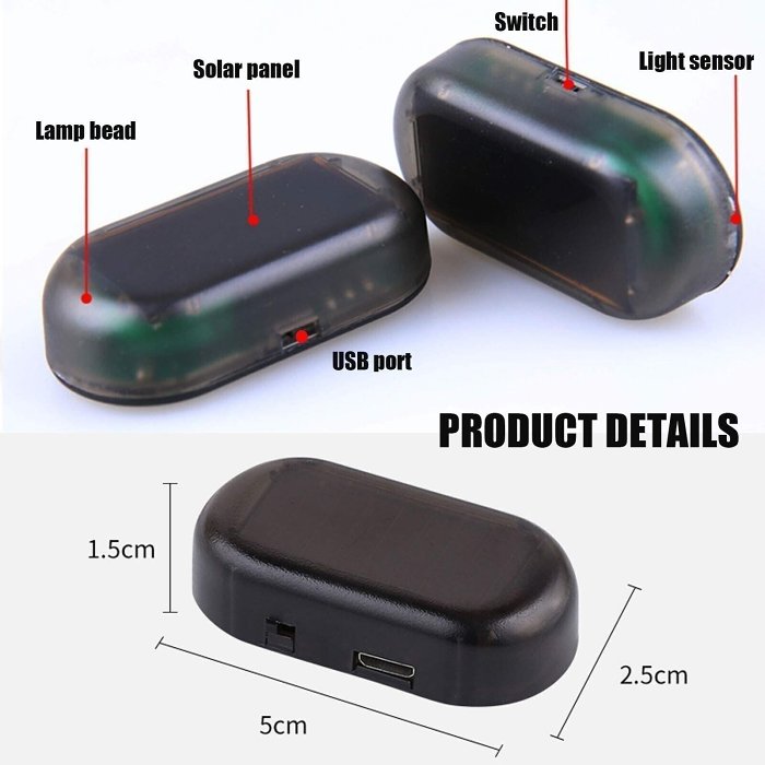 Car Solar Power Anti-Theft LED Flashing Security Light
