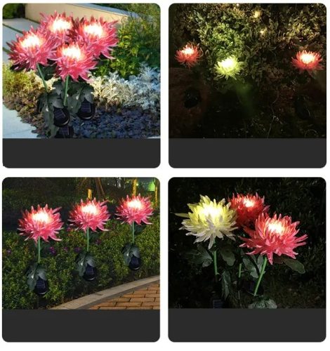 Buy 3 Free Shipping--SPRING ARTIFICIAL CHRYSANTHEMUM SOLAR GARDEN STAK