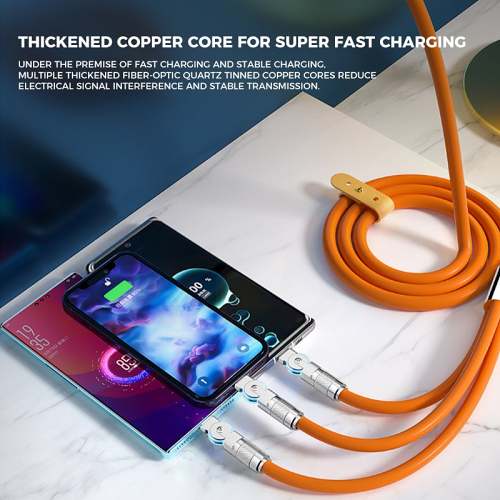 120W 3 in 1 Rotating Elbow Fast Charging Data Cable