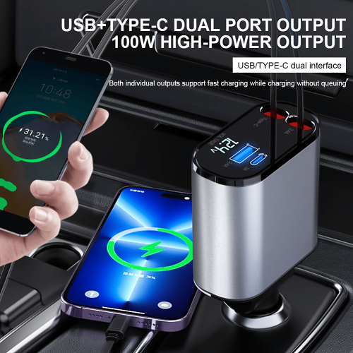 (HOT SALE NOW 49% OFF) - Fast Charge Retractable Car Charger(Fits all vehicles and all phones)