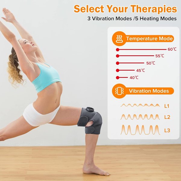 Free Shipping-Heated Knee Wrap Massager for Knee or Elbow Pain for Arthritis