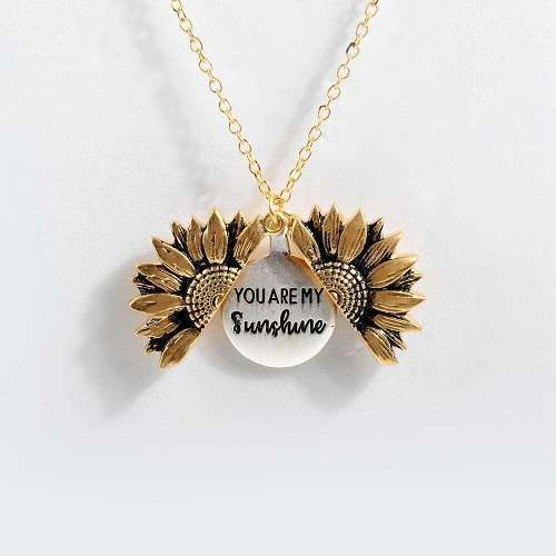 You Are My Sunshine Sunflower Necklace(Double-sided engraving)