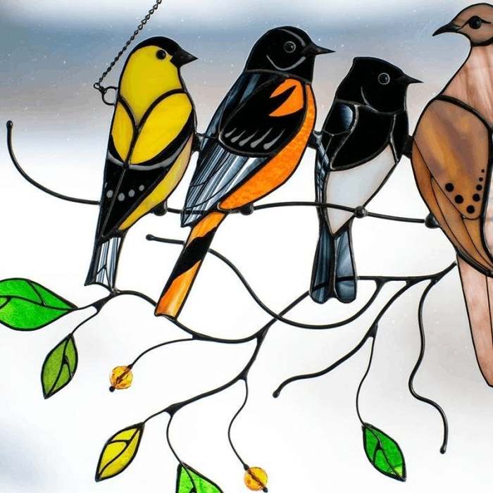 Summe Sale The Best Gift-Colorful Stained Glass Birds Window Hangings