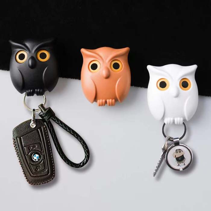 Creative winking owl punch-free key hook