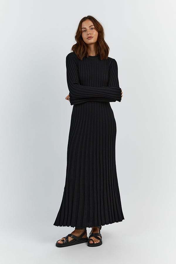 2023 Fall New Long Sleeved Knit Midi Dress