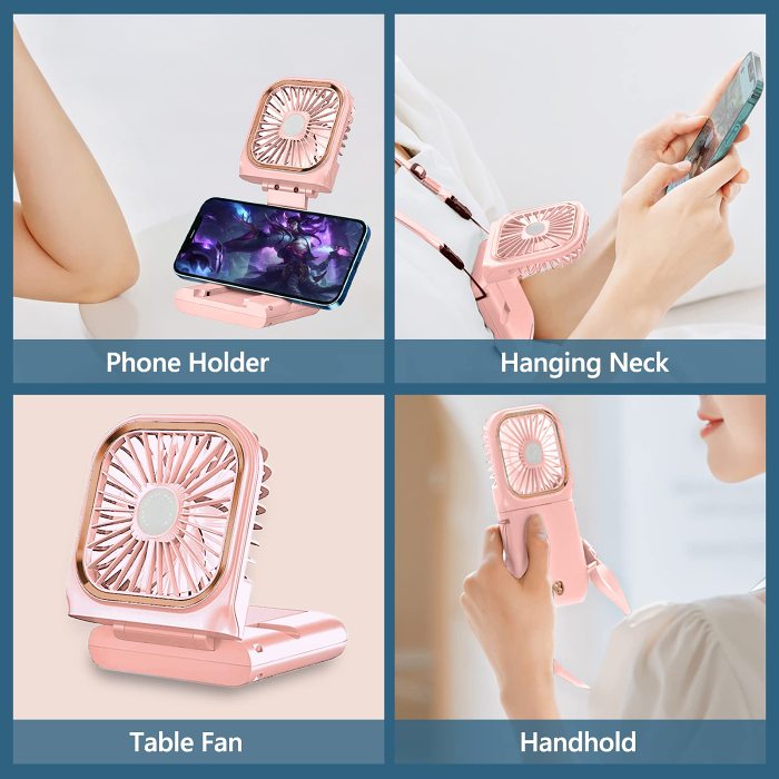 Folding Neck Small Fan Mute Handheld Portable Rechargeable Mini USB Fan