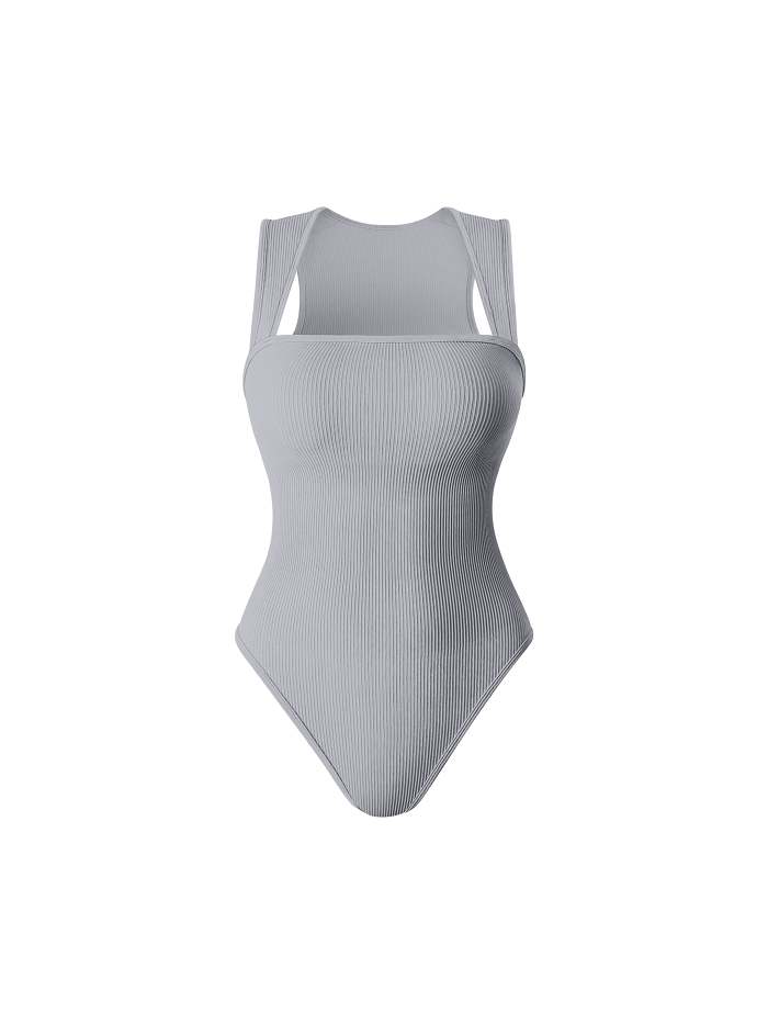 Racerback Wide Shoulder Straps Seamless Bodysuit