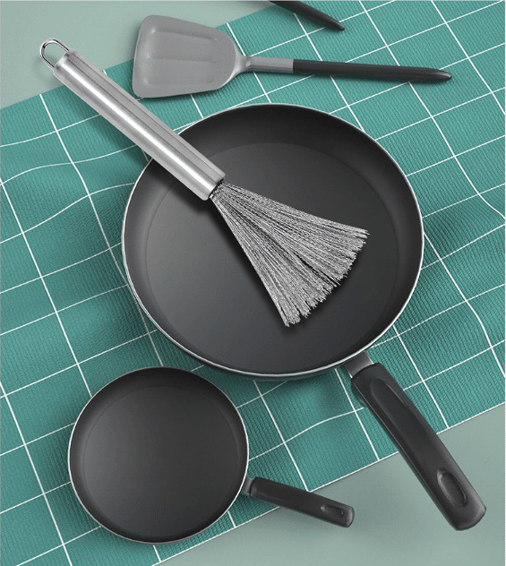 Dish Brush-Kitchen Cleaning Brush for Pans Stoves Cast Iron Skillet Cleaning Dishes Pots