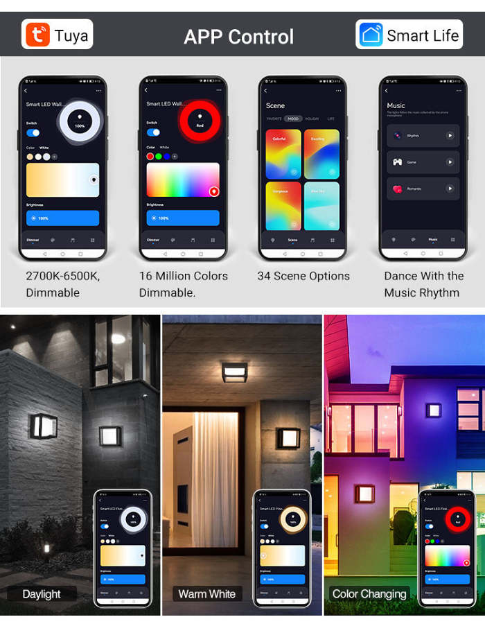 Outdoor Waterproof Wall Lamp Graffiti WiFi Magic Color Remote Control Voice Control