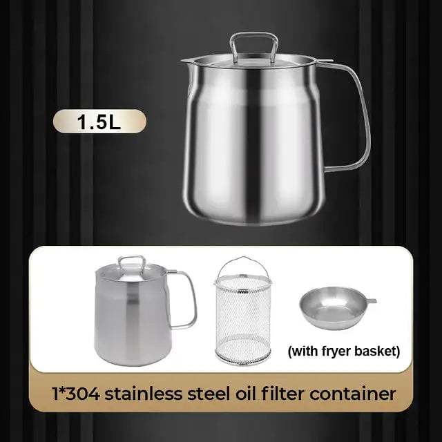 2-in-1 304 Stainless Steel Multifunctional Oil Strainer Pot