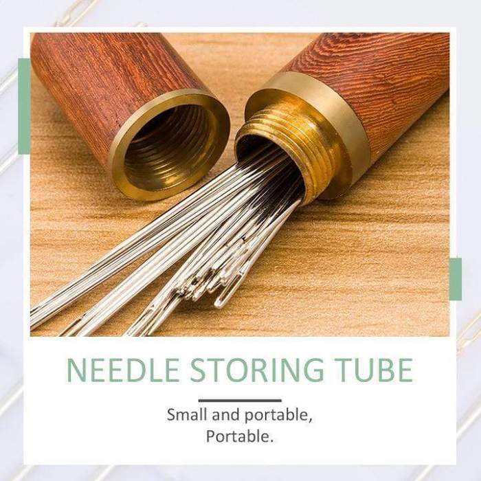 Self-threading Needles Set (12 Pcs Needles + Rosewood Storage Tube)