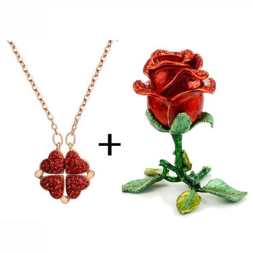 Magic Lucky Four Leaf Clover Necklace(Rose Gift Box Included)