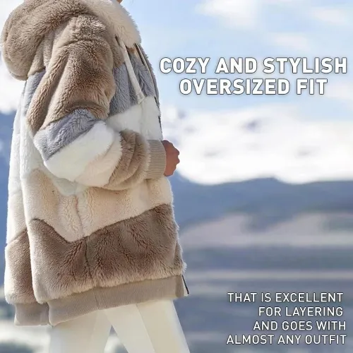 Contrasting Plush Padded Coat
