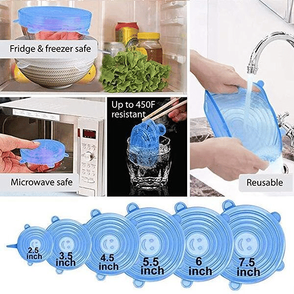 (CHRISTMAS SALE NOW-48% OFF) Silicone Fresh Keeping Lids 6Pcs(BUY 3 GET 2  FREE SHIPPING)