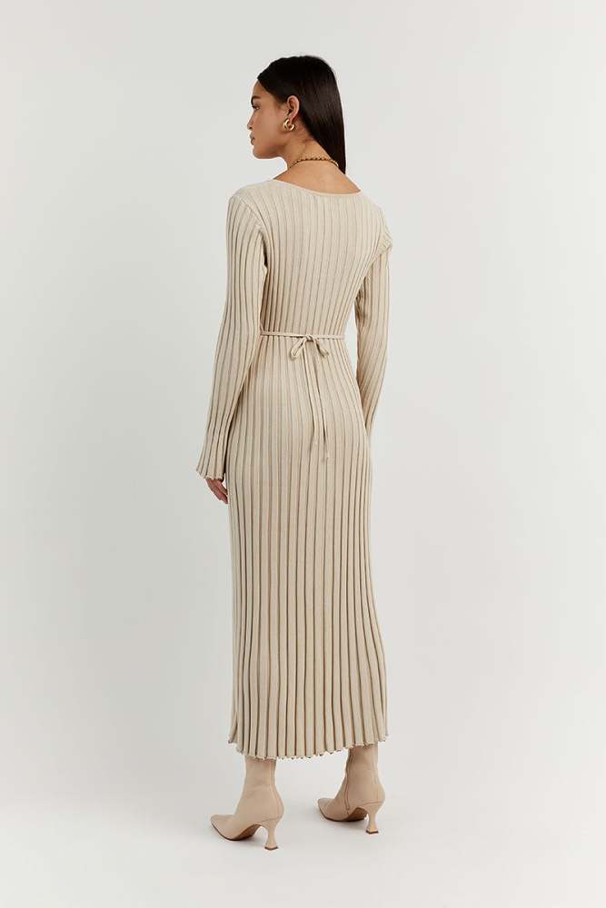 2023 Fall New Long Sleeved Knit Midi Dress