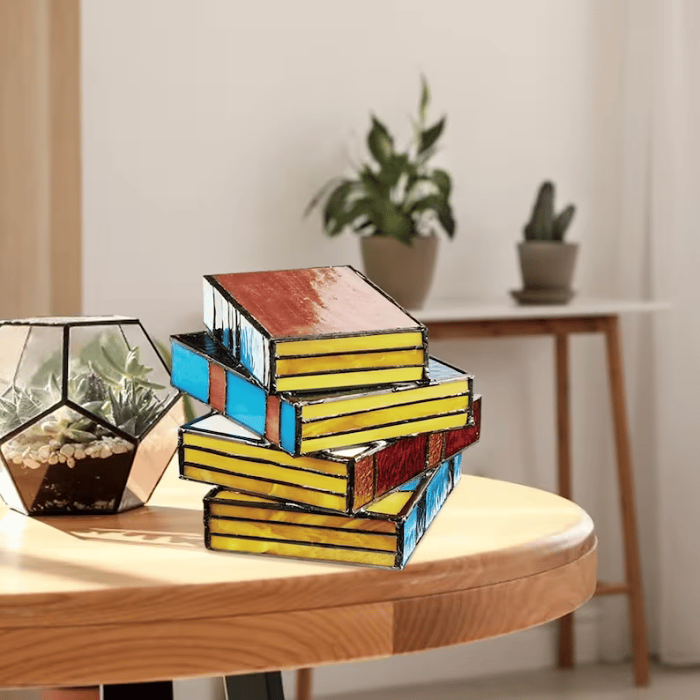 Stained  Stacked Books Lamp