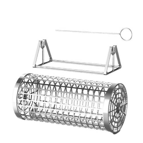 Basket Outdoor Smoking Cage Portable Barbecue Net Rolling BBQ Grill