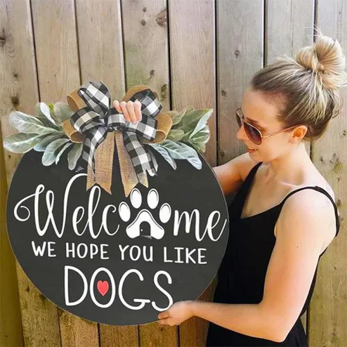 (Last Day Promotion-SAVE 50% OFF) 18″ Front Door Welcome Wooden Sign