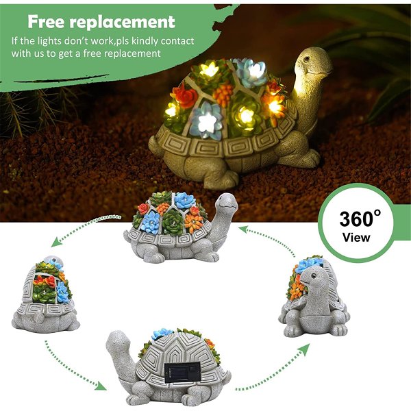 Solar Garden Statues Turtle and Angel