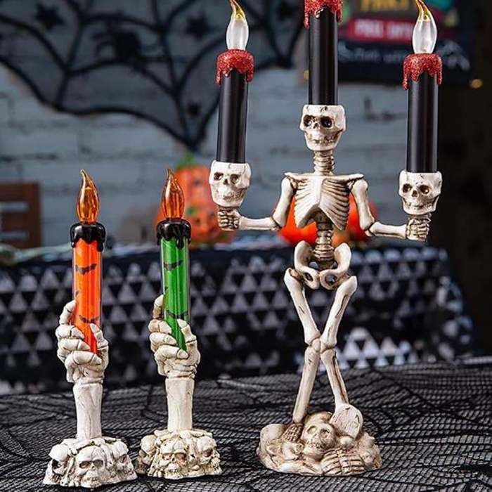 2022 HOT SALEHalloween Skull Candle Holder Light