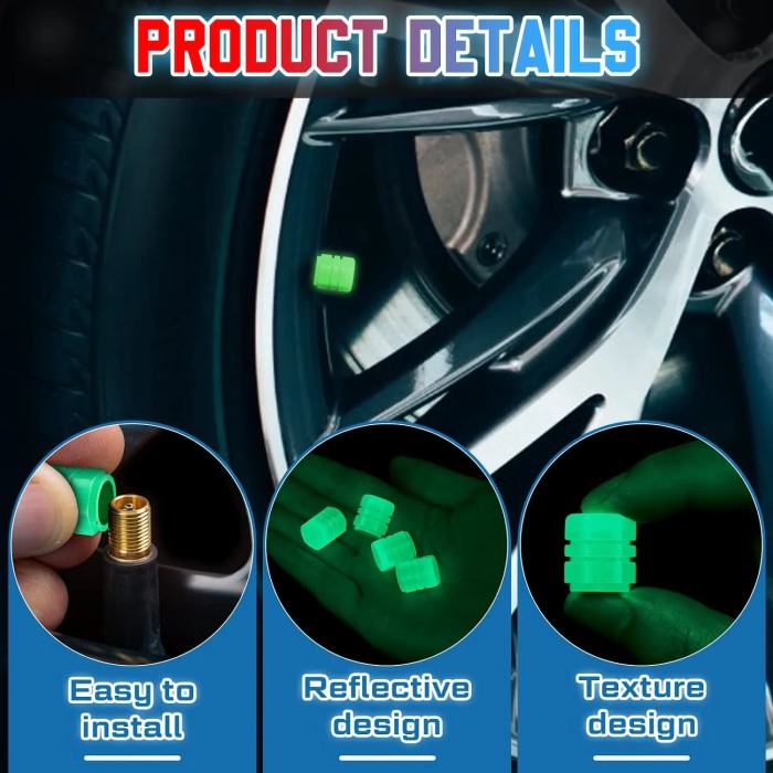 (2024 New Year Hot Sale) 49% OFF Glow in The Dark Valve Caps (Universal Fits Any Car)