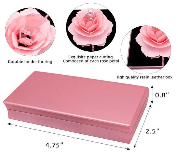 Valentine's Day Hot Sale-Engagement Ring Adjustable Ring with Flower Gift Box