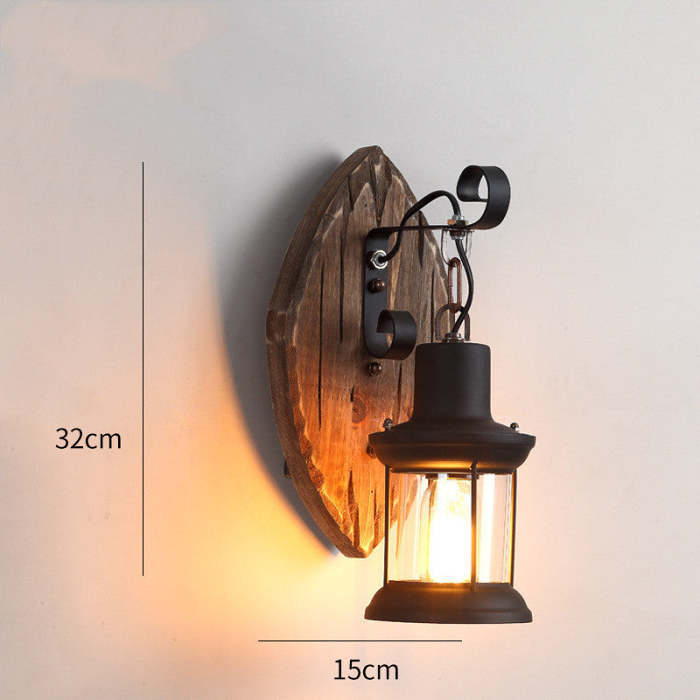 Retro Nostalgic Boat Wood Wall Lamp Industrial Style